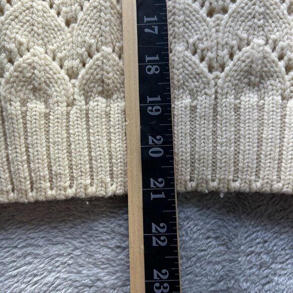 Vintage Cream Sweater Womens Large Boho Granola Ethereal Wool Ruffle 80s Y2K 90s - Picture 5 of 13